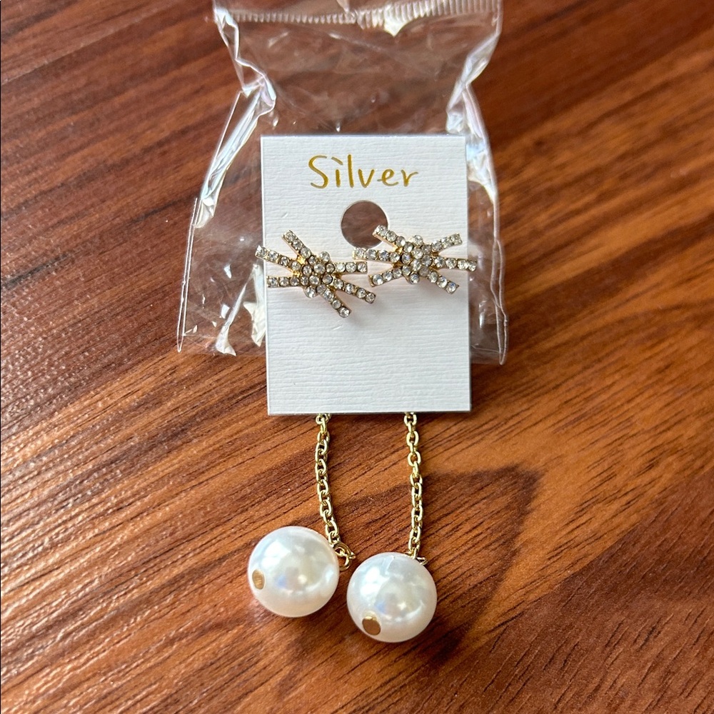 Elegant Gold and Pearl Jacket Earrings